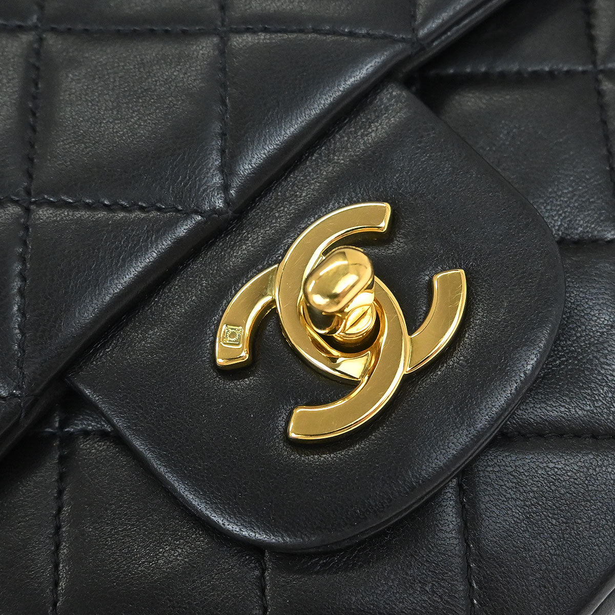 Chanel 1991-1994 Black Lambskin Medium Classic Double Flap Shoulder Bag