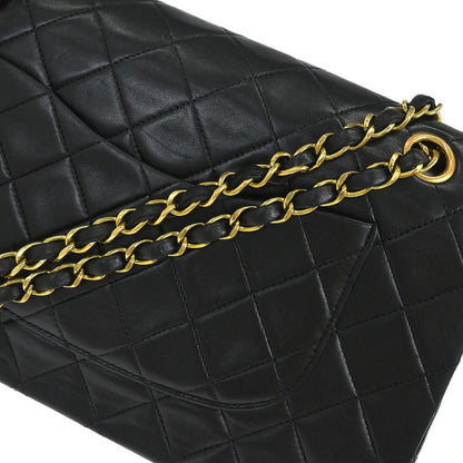 Chanel 1991-1994 Black Lambskin Medium Classic Double Flap Shoulder Bag