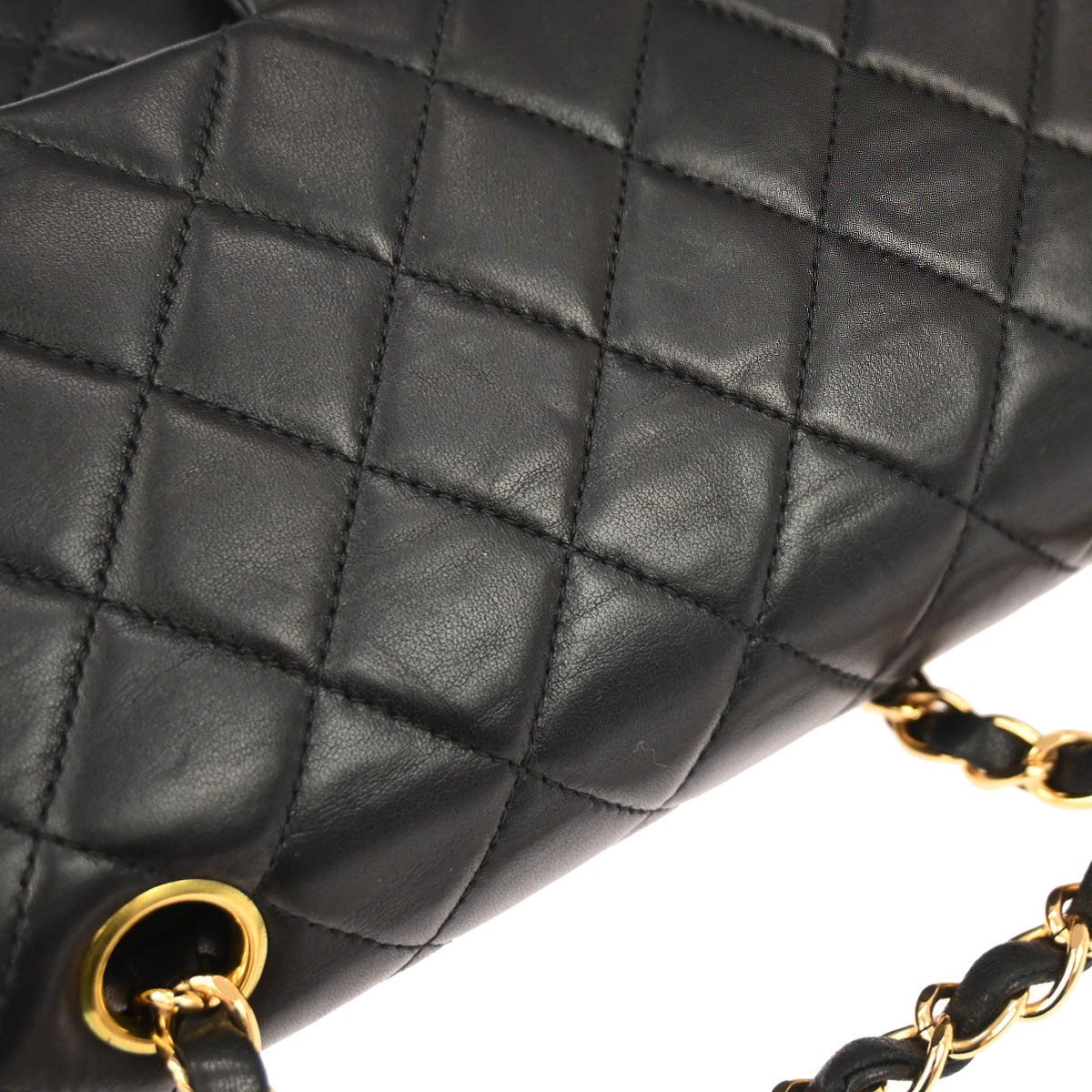 Chanel 2000-2002 Black Lambskin Medium Classic Double Flap Shoulder Bag