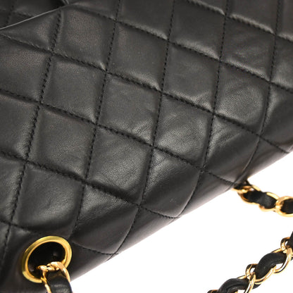 Chanel 2000-2002 Black Lambskin Medium Classic Double Flap Shoulder Bag