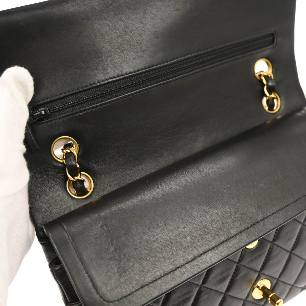 Chanel 2000-2002 Black Lambskin Medium Classic Double Flap Shoulder Bag