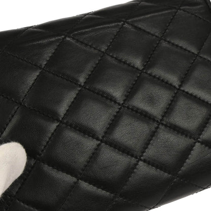 Chanel 1989-1991 Black Lambskin Paris Shoulder Bag