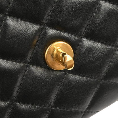 Chanel 1989-1991 Black Lambskin Paris Shoulder Bag