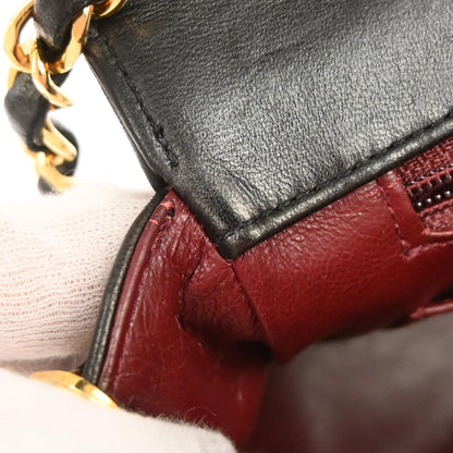 Chanel 1991-1994 Black Lambskin Medium Diana Shoulder Bag