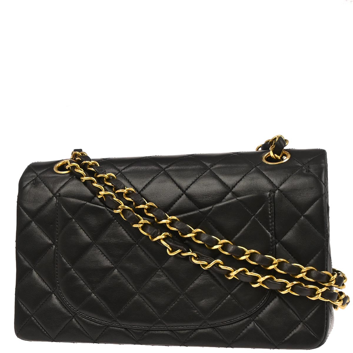 Chanel 1994-1996 Black Lambskin Small Classic Double Flap Shoulder Bag