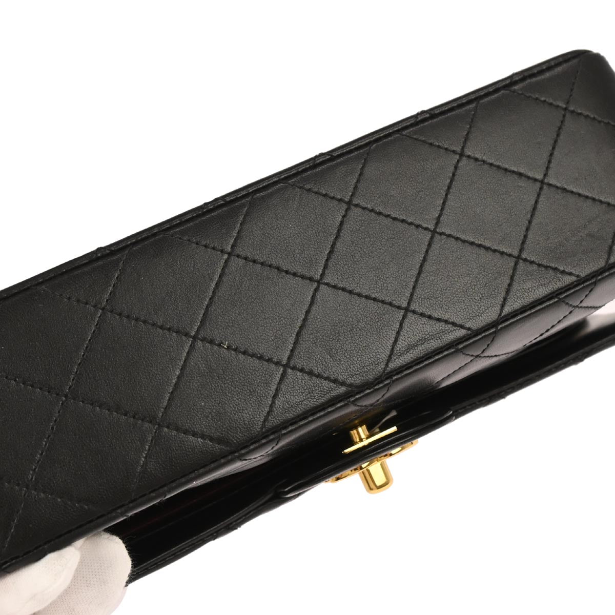 Chanel 1994-1996 Black Lambskin Small Classic Double Flap Shoulder Bag