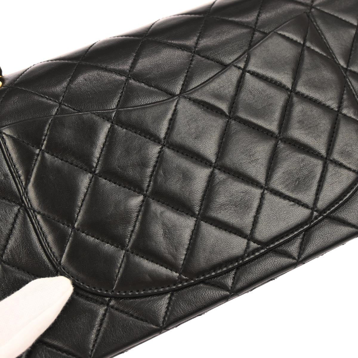 Chanel 1994-1996 Black Lambskin Small Classic Double Flap Shoulder Bag