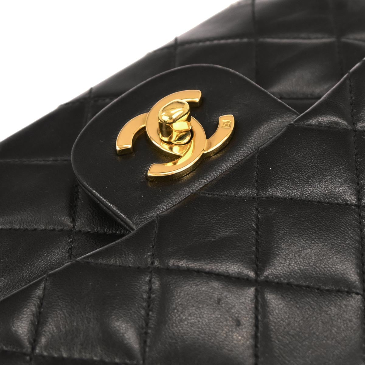 Chanel 1994-1996 Black Lambskin Small Classic Double Flap Shoulder Bag