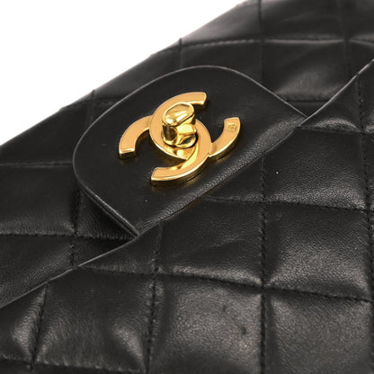 Chanel 1994-1996 Black Lambskin Small Classic Double Flap Shoulder Bag