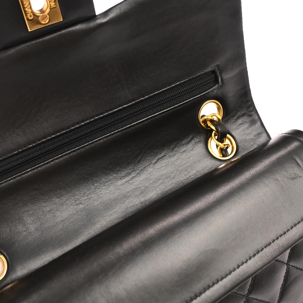 Chanel 1994-1996 Black Lambskin Small Classic Double Flap Shoulder Bag