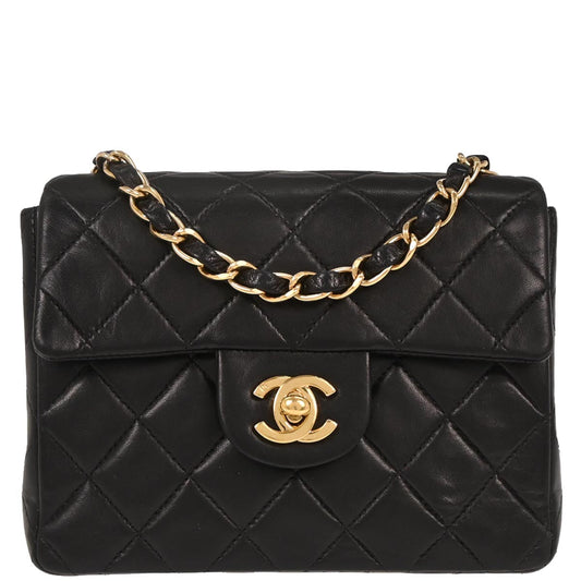 Chanel 2002-2003 Black Lambskin Mini Classic Square Flap Shoulder Bag 17
