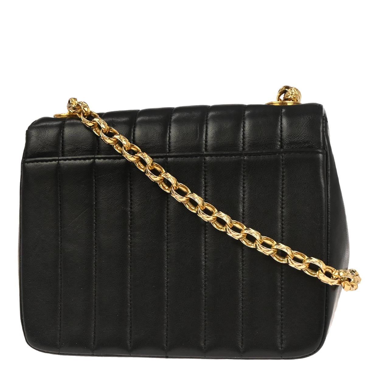Chanel 1991-1994 Black Lambskin Mademoiselle Shoulder Bag