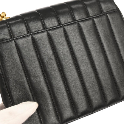 Chanel 1991-1994 Black Lambskin Mademoiselle Shoulder Bag