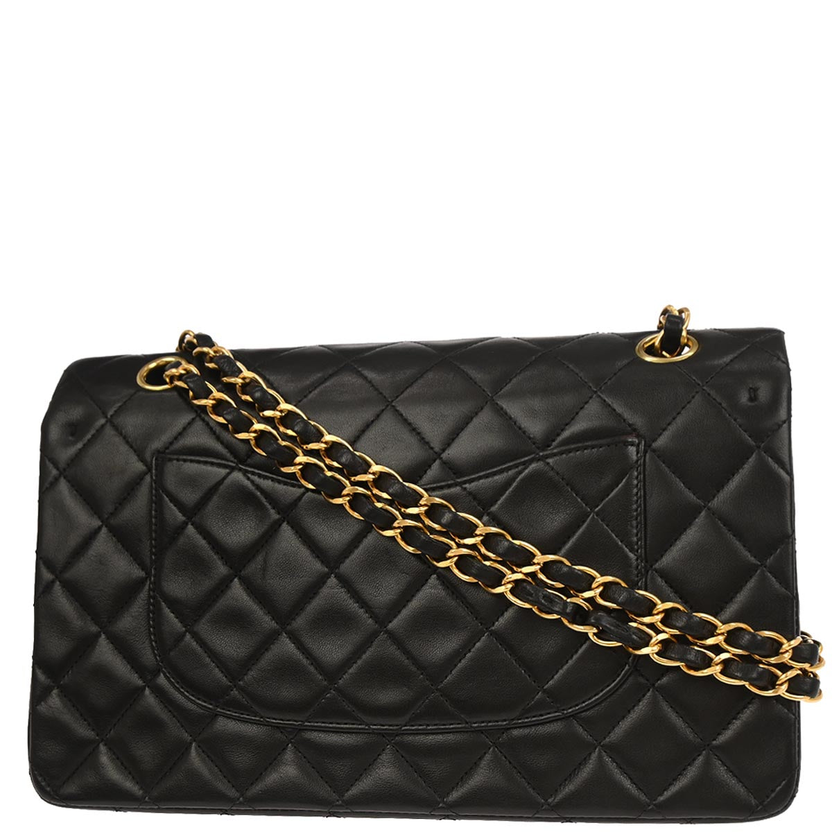 Chanel 1996-1997 Black Lambskin Medium Classic Double Flap Shoulder Bag