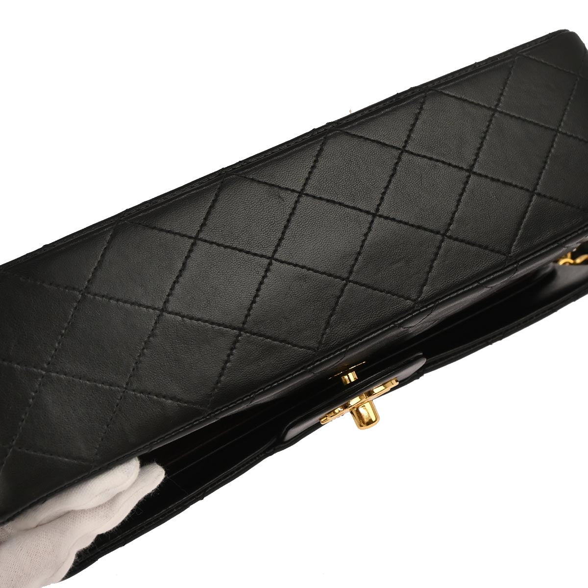 Chanel 1996-1997 Black Lambskin Medium Classic Double Flap Shoulder Bag