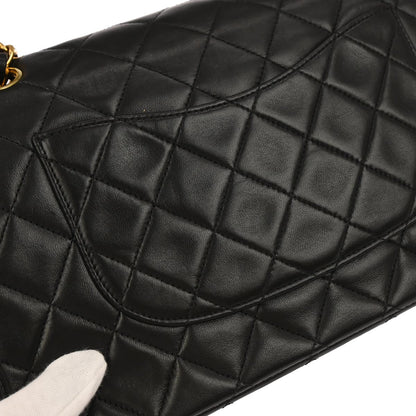 Chanel 1996-1997 Black Lambskin Medium Classic Double Flap Shoulder Bag