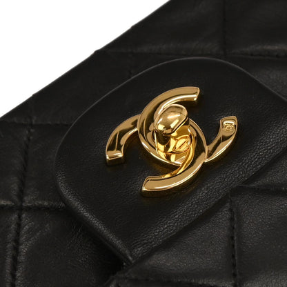 Chanel 1996-1997 Black Lambskin Medium Classic Double Flap Shoulder Bag