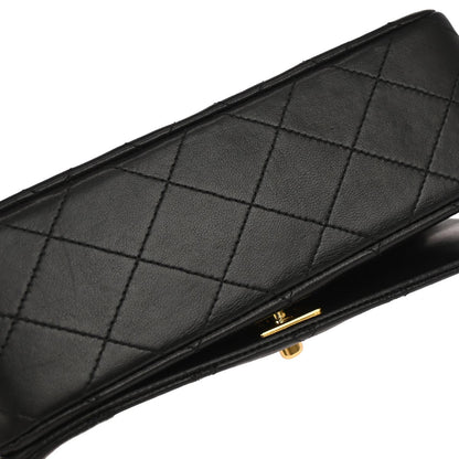 Chanel 1989-1991 Black Lambskin Turnlock Mini Full Flap Shoulder Bag