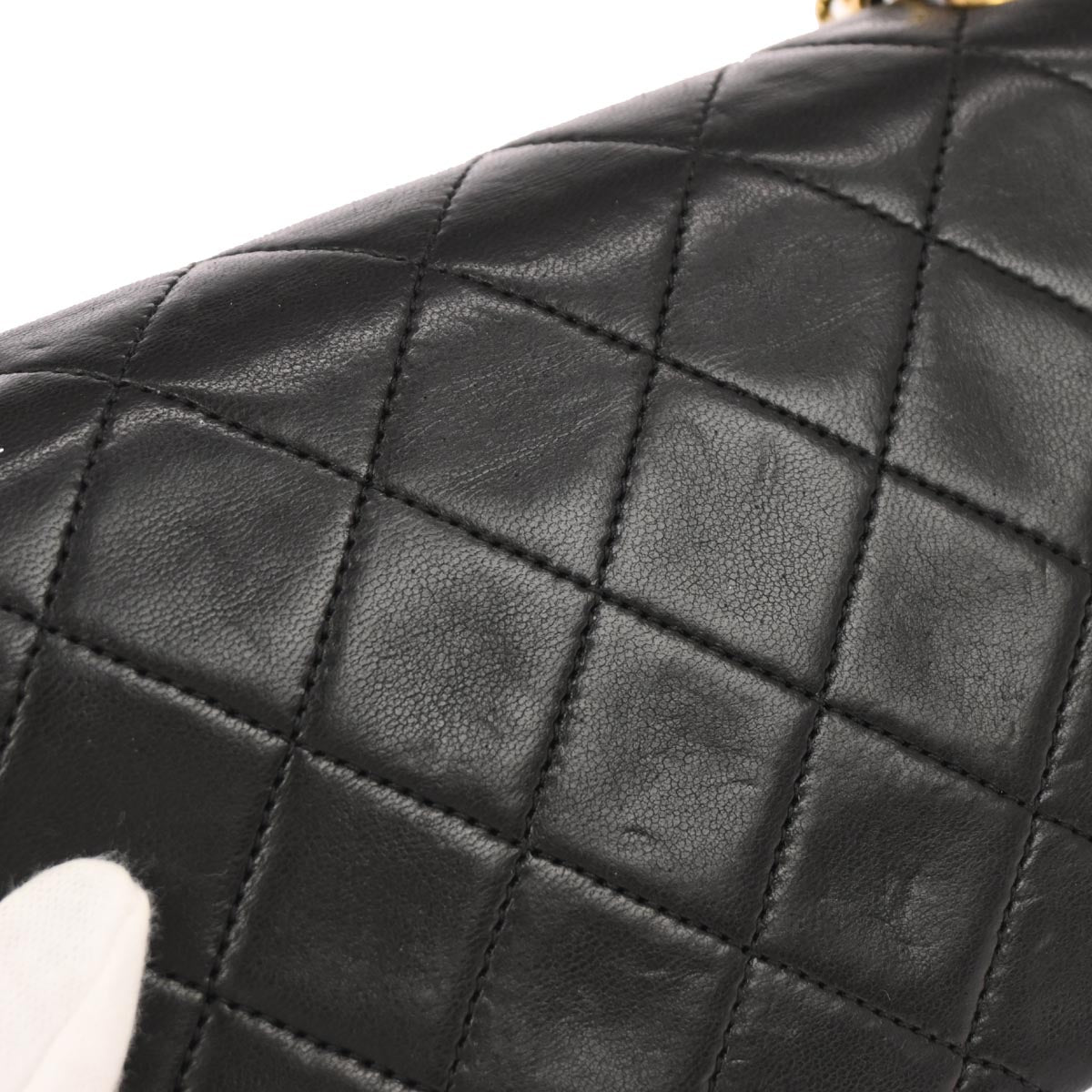 Chanel 1989-1991 Black Lambskin Turnlock Mini Full Flap Shoulder Bag