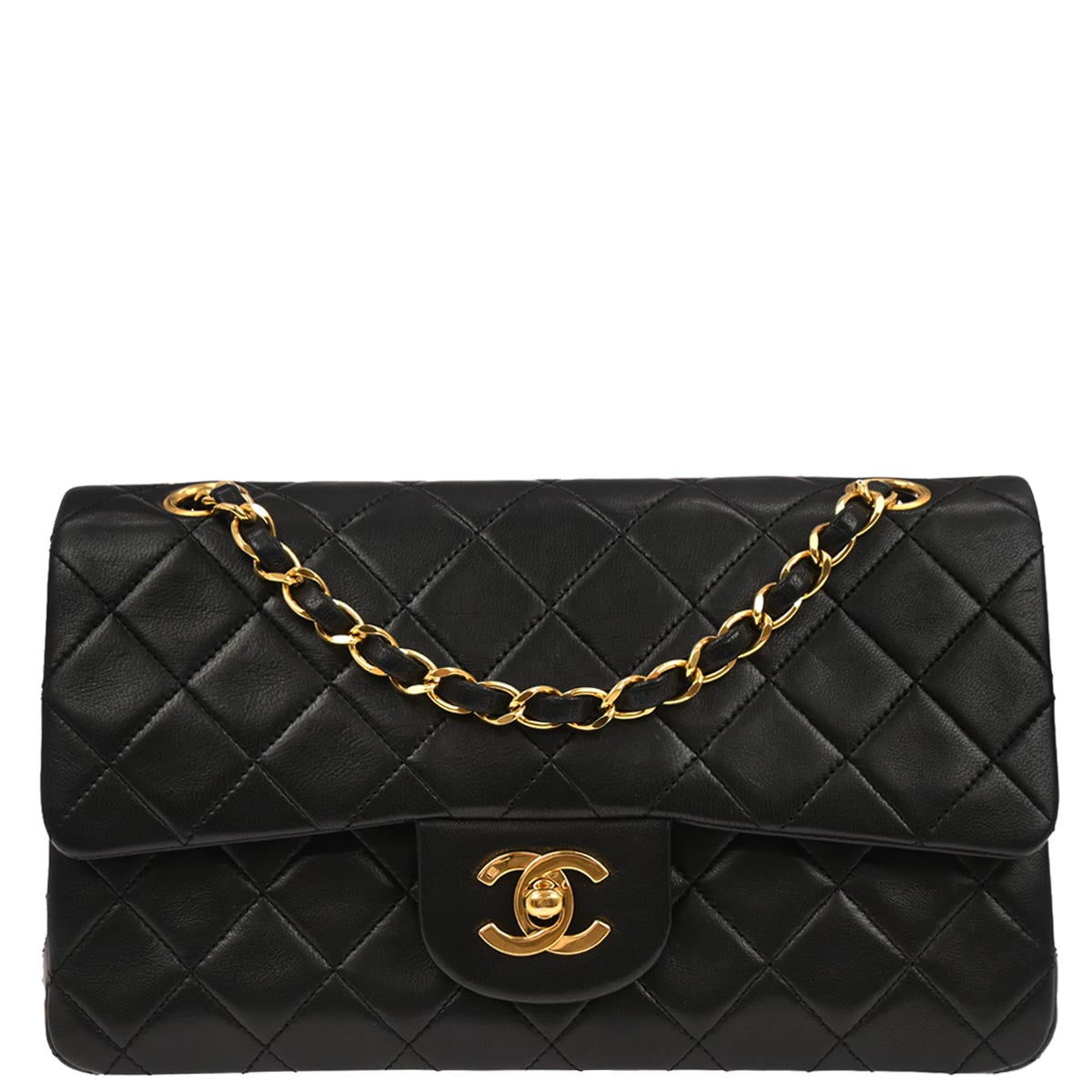 Chanel Black Lambskin Small Classic Double Flap Shoulder Bag