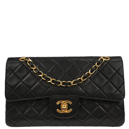 Chanel Black Lambskin Small Classic Double Flap Shoulder Bag