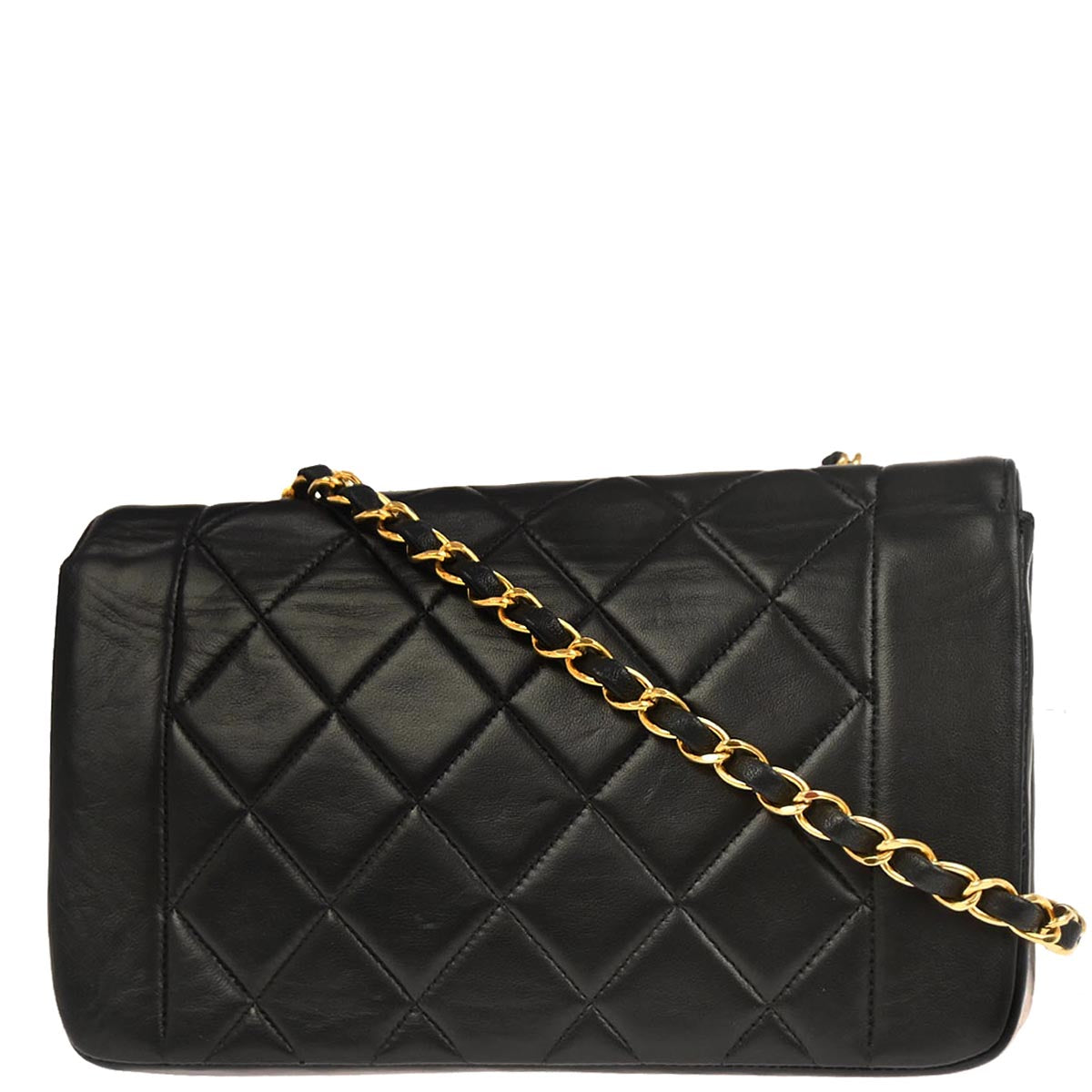 Chanel 1991-1994 Black Lambskin Small Diana Shoulder Bag