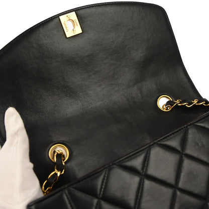 Chanel 1991-1994 Black Lambskin Small Diana Shoulder Bag