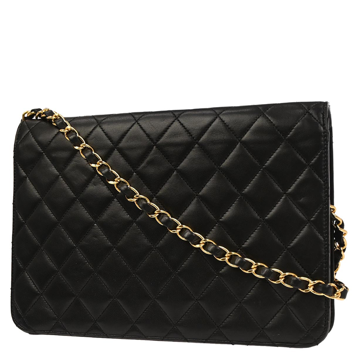 Chanel Black Lambskin Turnlock Medium Half Flap Shoulder Bag