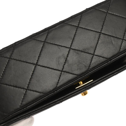 Chanel 1989-1991 Black Lambskin Turnlock Mini Full Flap Shoulder Bag