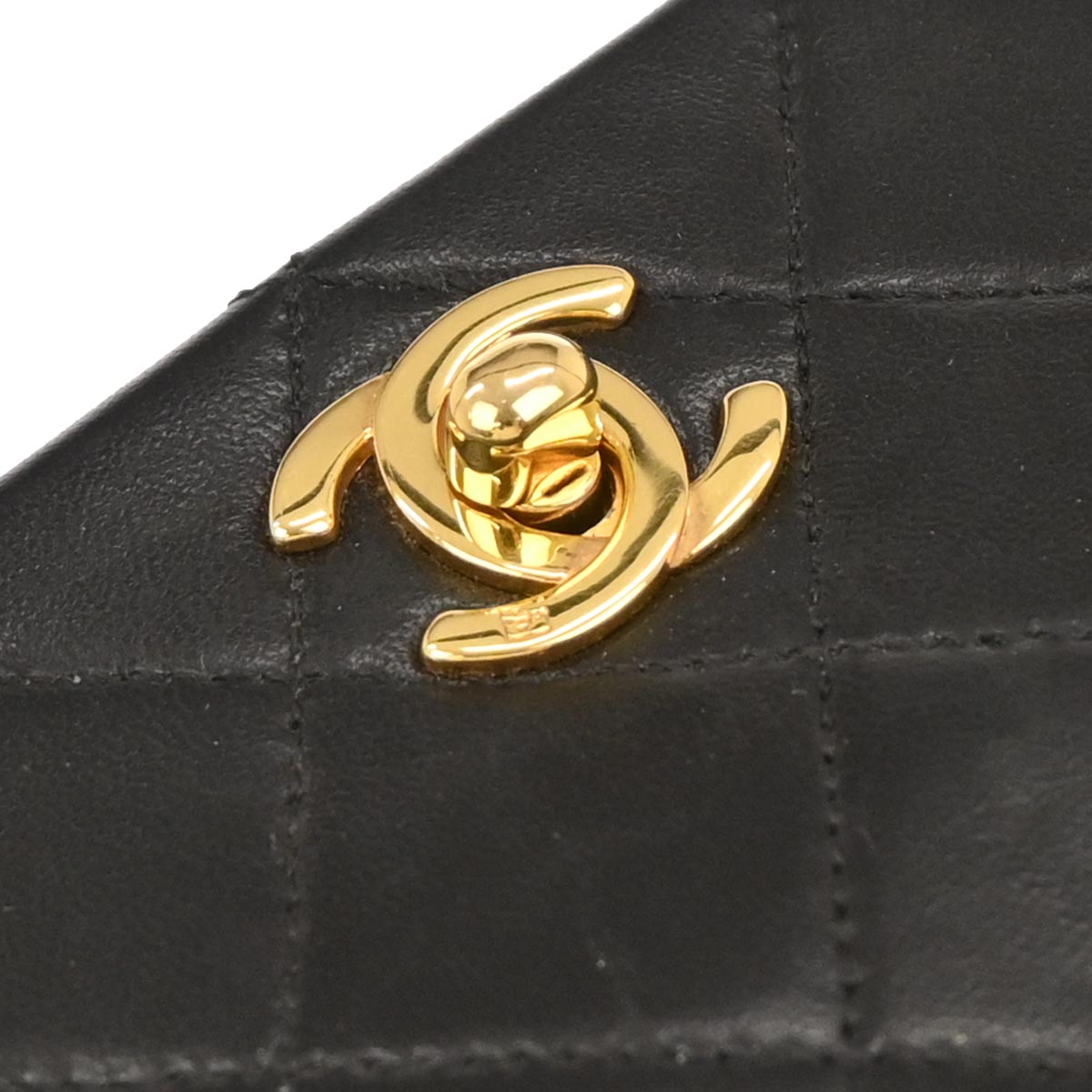 Chanel 1989-1991 Black Lambskin Turnlock Mini Full Flap Shoulder Bag