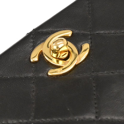 Chanel 1989-1991 Black Lambskin Turnlock Mini Full Flap Shoulder Bag