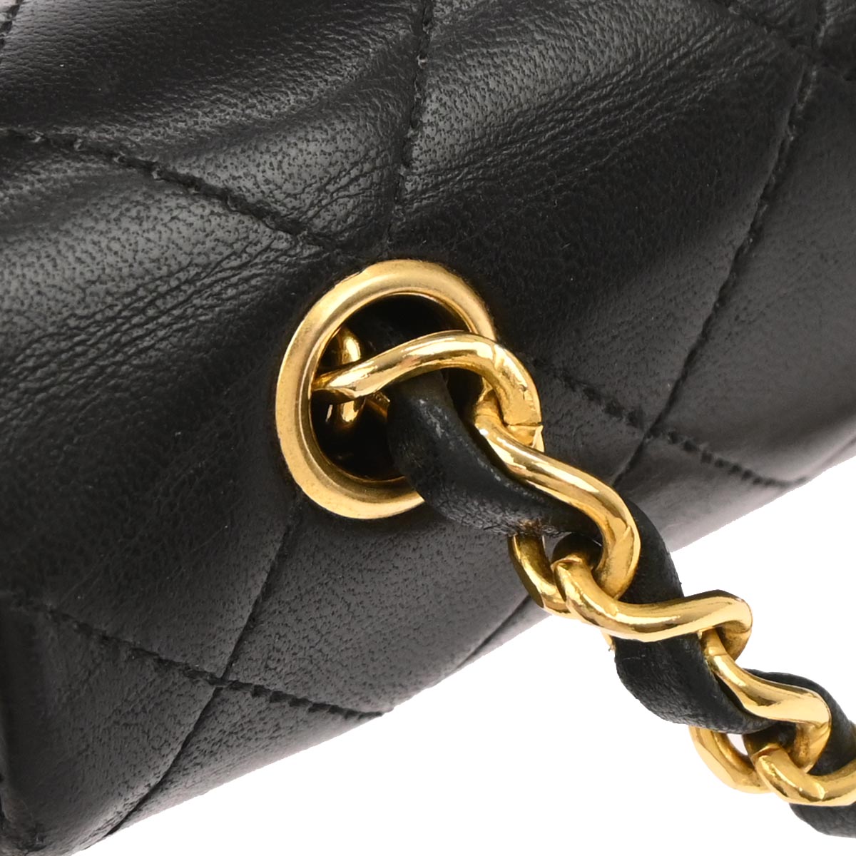 Chanel 1989-1991 Black Lambskin Turnlock Mini Full Flap Shoulder Bag