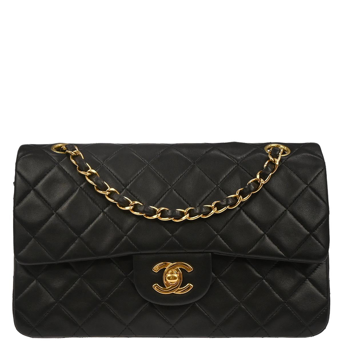 Chanel Black Lambskin Small Classic Double Flap Shoulder Bag