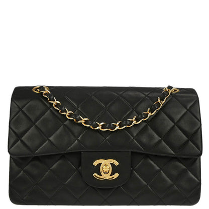 Chanel 1994-1996 Black Lambskin Small Classic Double Flap Shoulder Bag