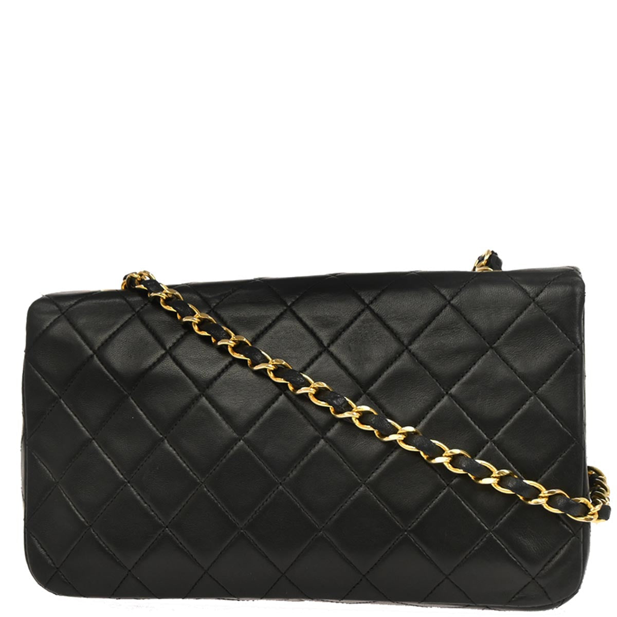 Chanel Black Lambskin Turnlock Small Full Flap Shoulder Bag