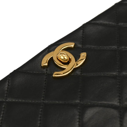 Chanel Black Lambskin Turnlock Small Full Flap Shoulder Bag