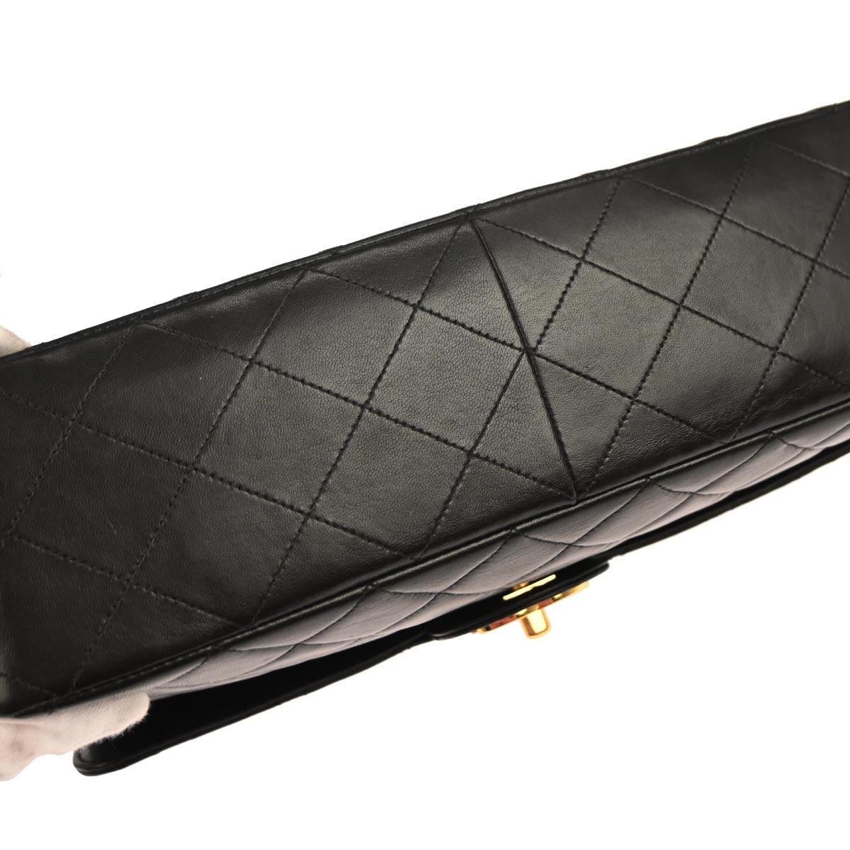 Chanel 1996-1997 Black Lambskin Jumbo Classic Flap Shoulder Bag