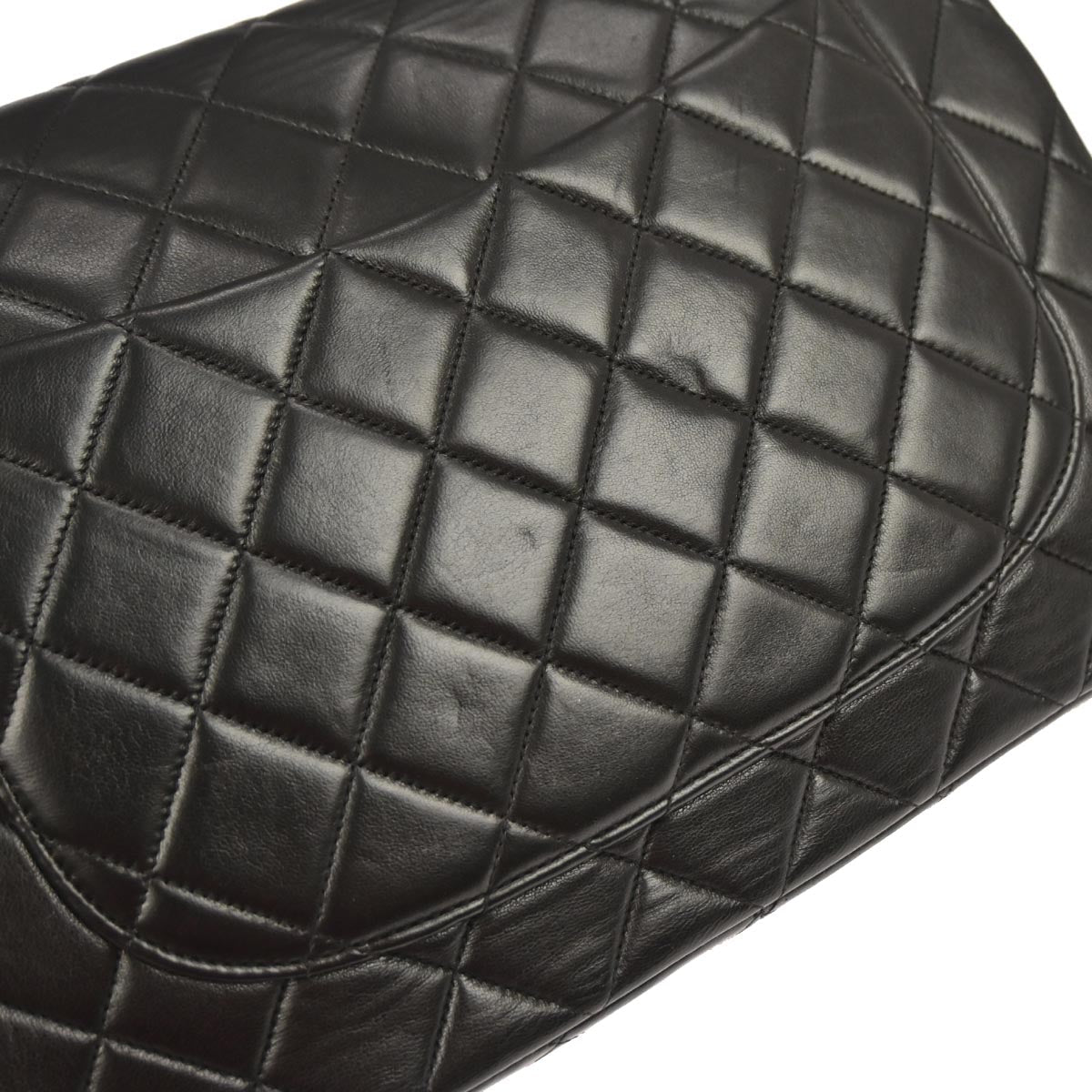 Chanel 1996-1997 Black Lambskin Jumbo Classic Flap Shoulder Bag