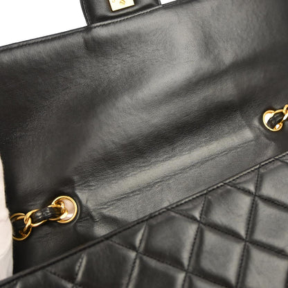 Chanel 1996-1997 Black Lambskin Jumbo Classic Flap Shoulder Bag