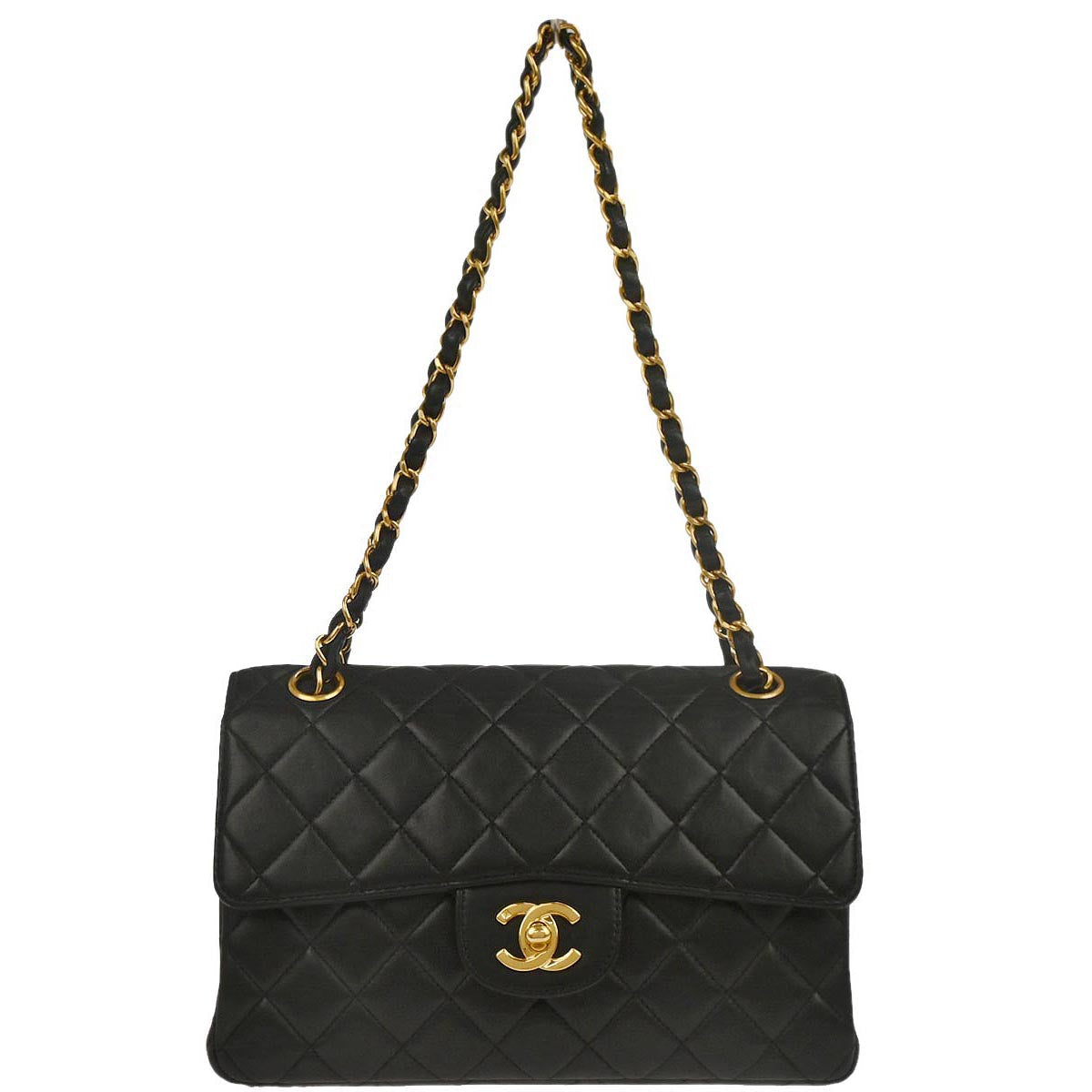 Chanel Black Lambskin Double Sided Flap Shoulder Bag