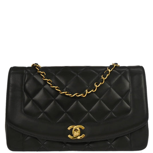 Chanel Black Lambskin Medium Diana Shoulder Bag