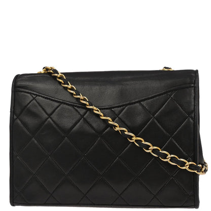 Chanel 1989-1991 Black Lambskin Full Flap Shoulder Bag
