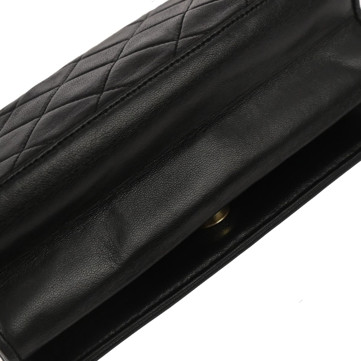 Chanel 1989-1991 Black Lambskin Full Flap Shoulder Bag