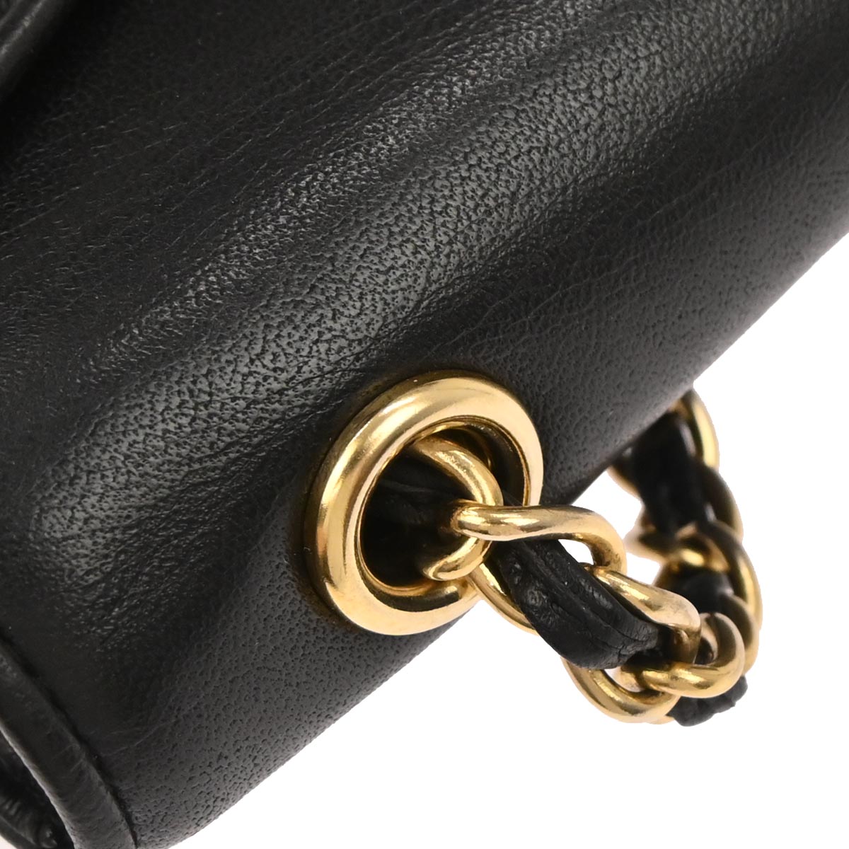 Chanel 1989-1991 Black Lambskin Full Flap Shoulder Bag