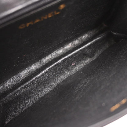 Chanel 1989-1991 Black Lambskin Full Flap Shoulder Bag