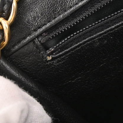 Chanel 1989-1991 Black Lambskin Full Flap Shoulder Bag