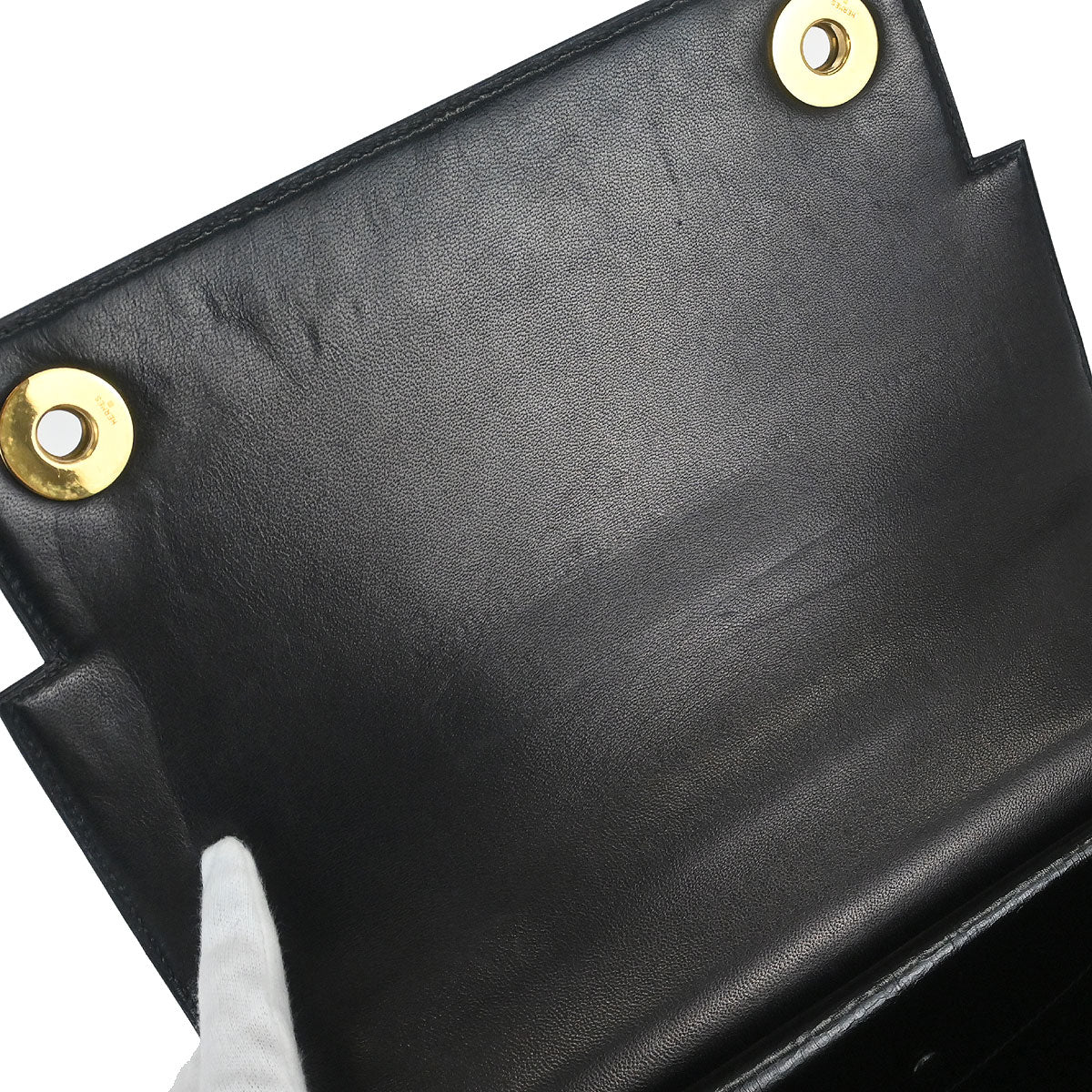 Hermes Black Box Calf Piano Handbag