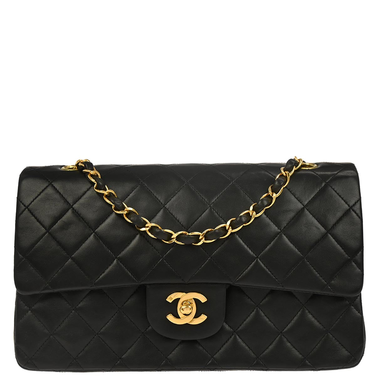 Chanel Black Lambskin Medium Classic Double Flap Shoulder Bag