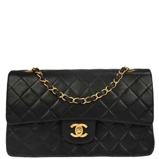 Chanel Black Lambskin Medium Classic Double Flap Shoulder Bag