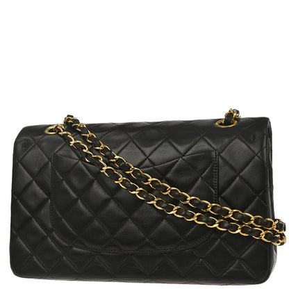 Chanel Black Lambskin Medium Classic Double Flap Shoulder Bag